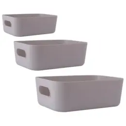Storage Box 3-Piece Set Grey Stack